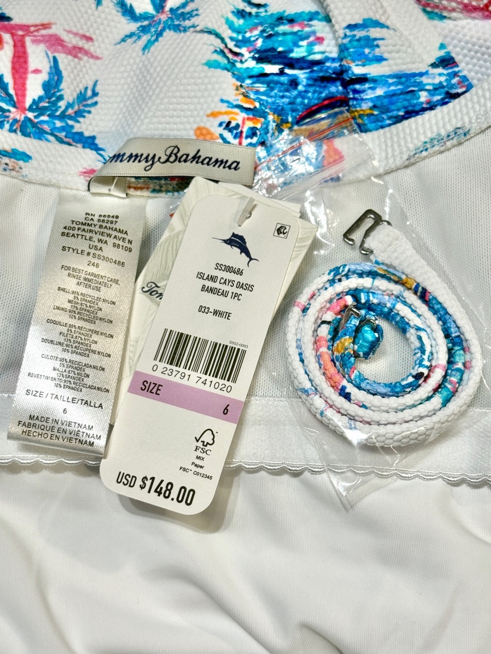 Tommy Bahama Island Cays Oasis Bandeau One Piece - Picture 13 of 13